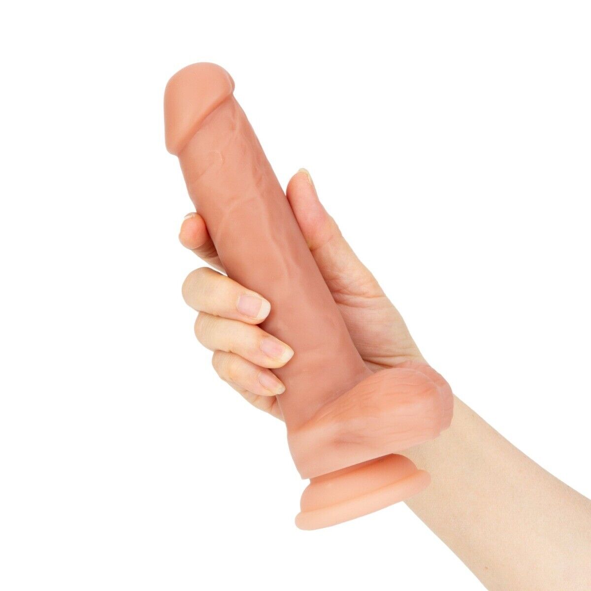 Dual Layer 8" Silicone Realistic G-spot Anal Dildo Cock with Balls Suction Cup