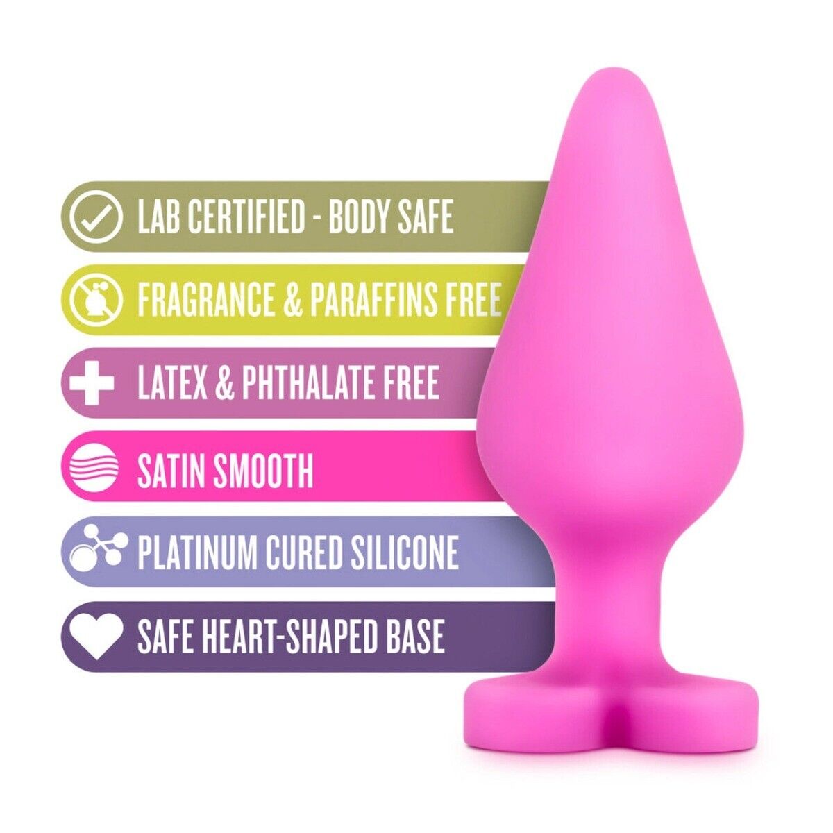 Naughty Candy Heart Be Mine Pink Silicone Anal Butt Plug Beginner Anal Sex Toy