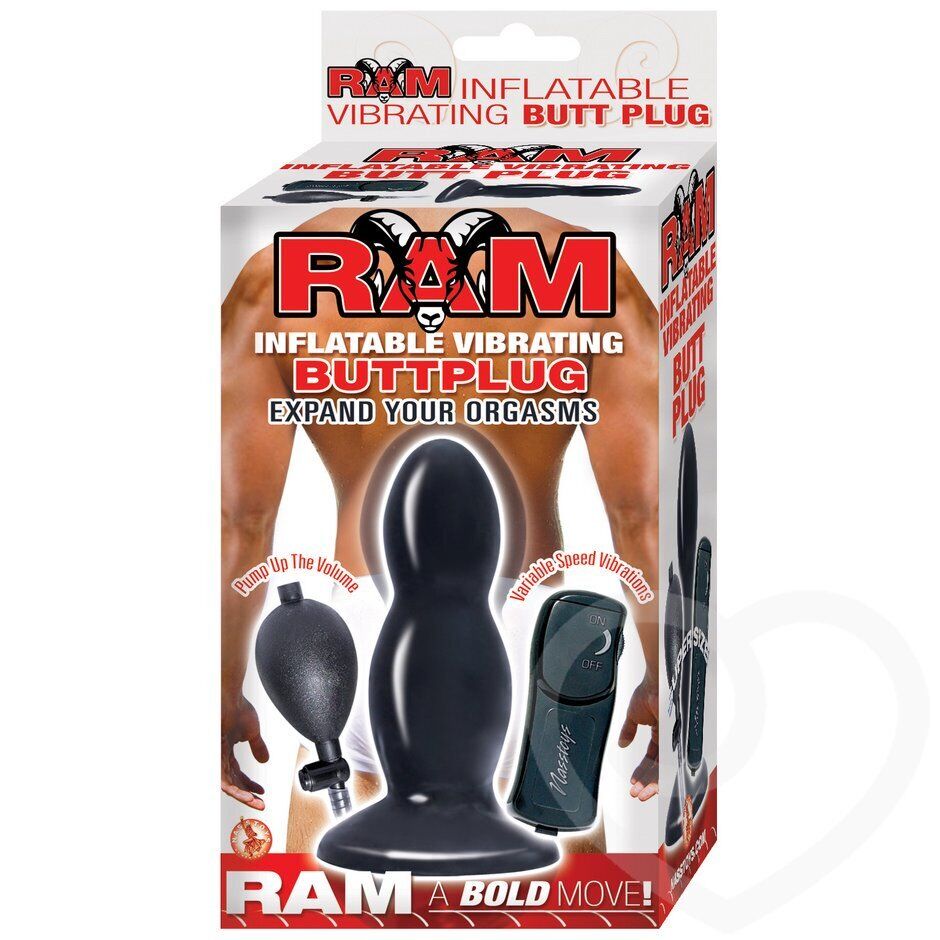 Ram Inflatable Expandable Vibrating Butt Plug Anal Balloon Dildo Dong Sex Toy