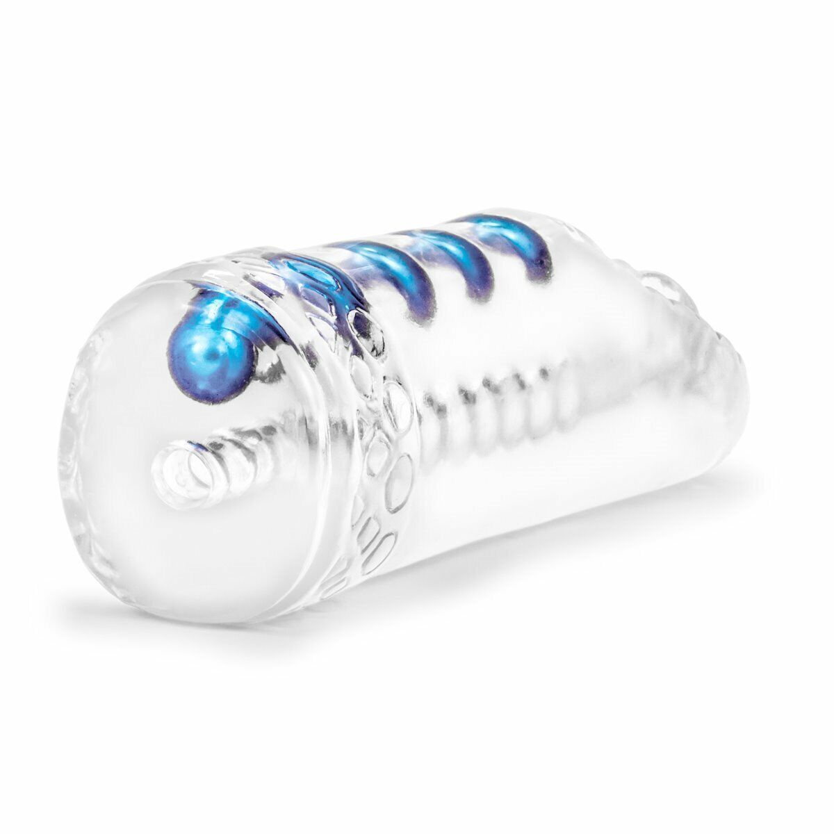 Clear Snatch Male Masturbator Sleeve Cock Stroker with 5 Pearl Orgasm Beads