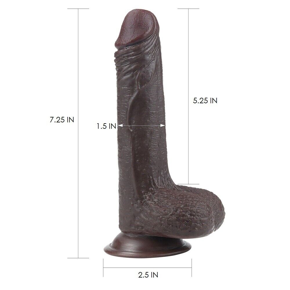 7" Black Bendable Realistic Soft Sliding Skin G-spot Anal Dildo Dong Suction Cup