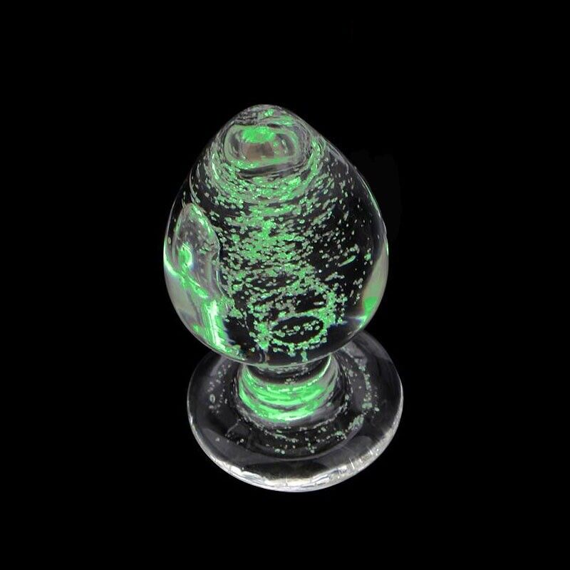 Glow-In-The-Dark Glass Butt Plug Anal Play Sex Toys for Men Women Couples