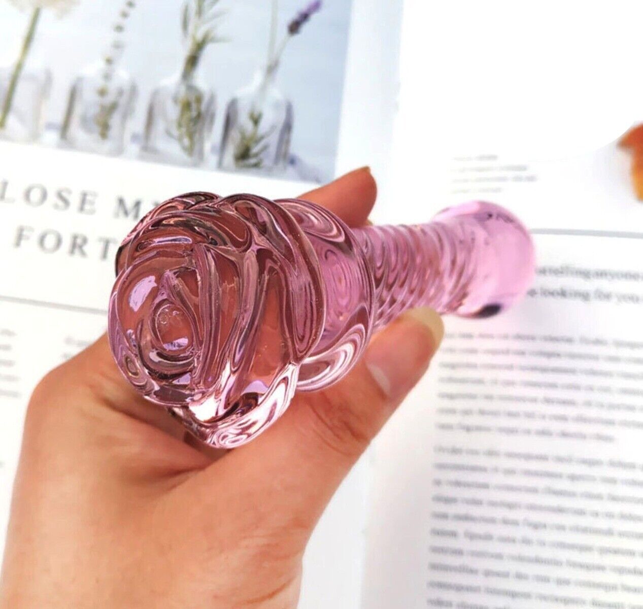 Pink Glass Anal Butt Plug Dildo Beads Anal Sex Toys for Men Women Couples