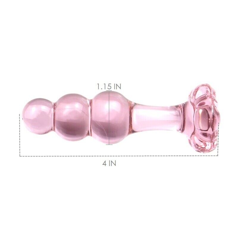 Beaded Pink Glass Anal Butt Plug Dildo Beads Anal Sex Toys for Men Women Couples