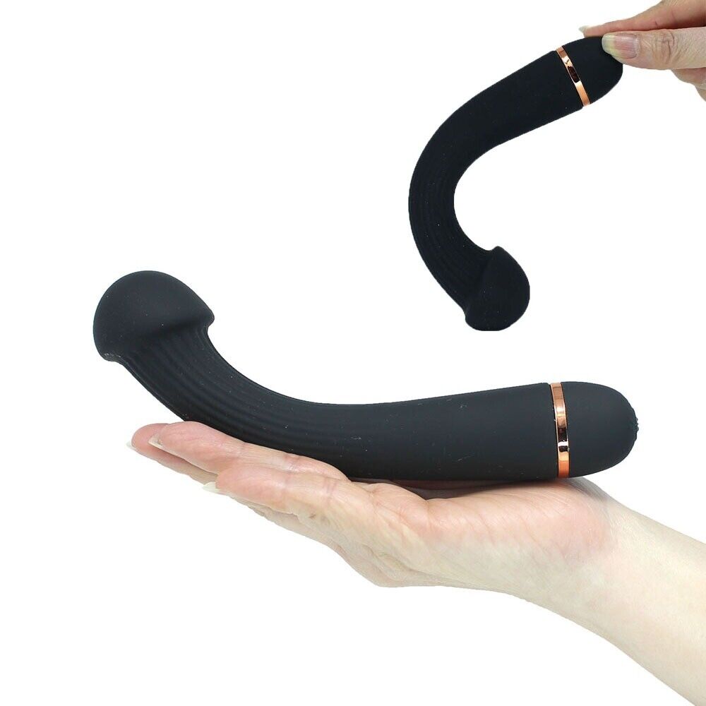 Silicone Bendable G Spot Anal Vibrator Dildo Butt Plug Sex-toys for Women Couple