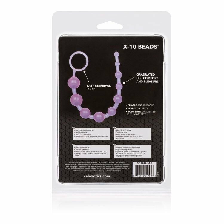 Graduated Bendable Flexible Jelly X-10 Anal Beads Butt Plug w/ Retrieval Ring