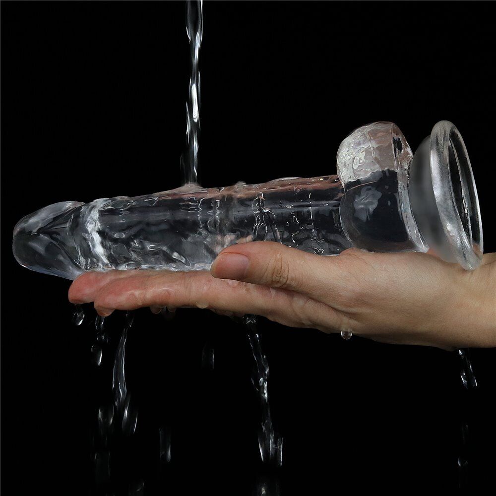 Clear Jelly Thick Cock with Balls G-spot Anal Dildo Hands Free Suction Cup