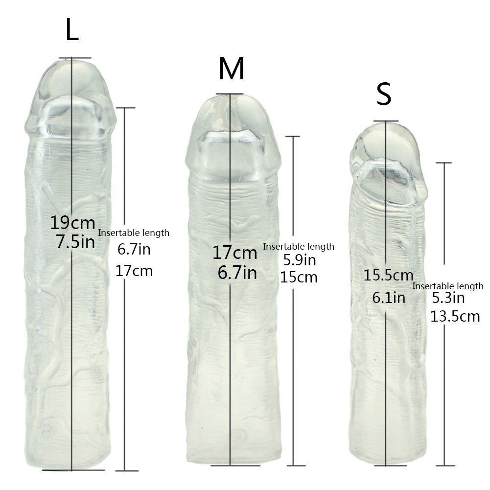 3PK Clear Male Penis Extension Sleeve Extender Cock Sheath Enhancer Enlarger