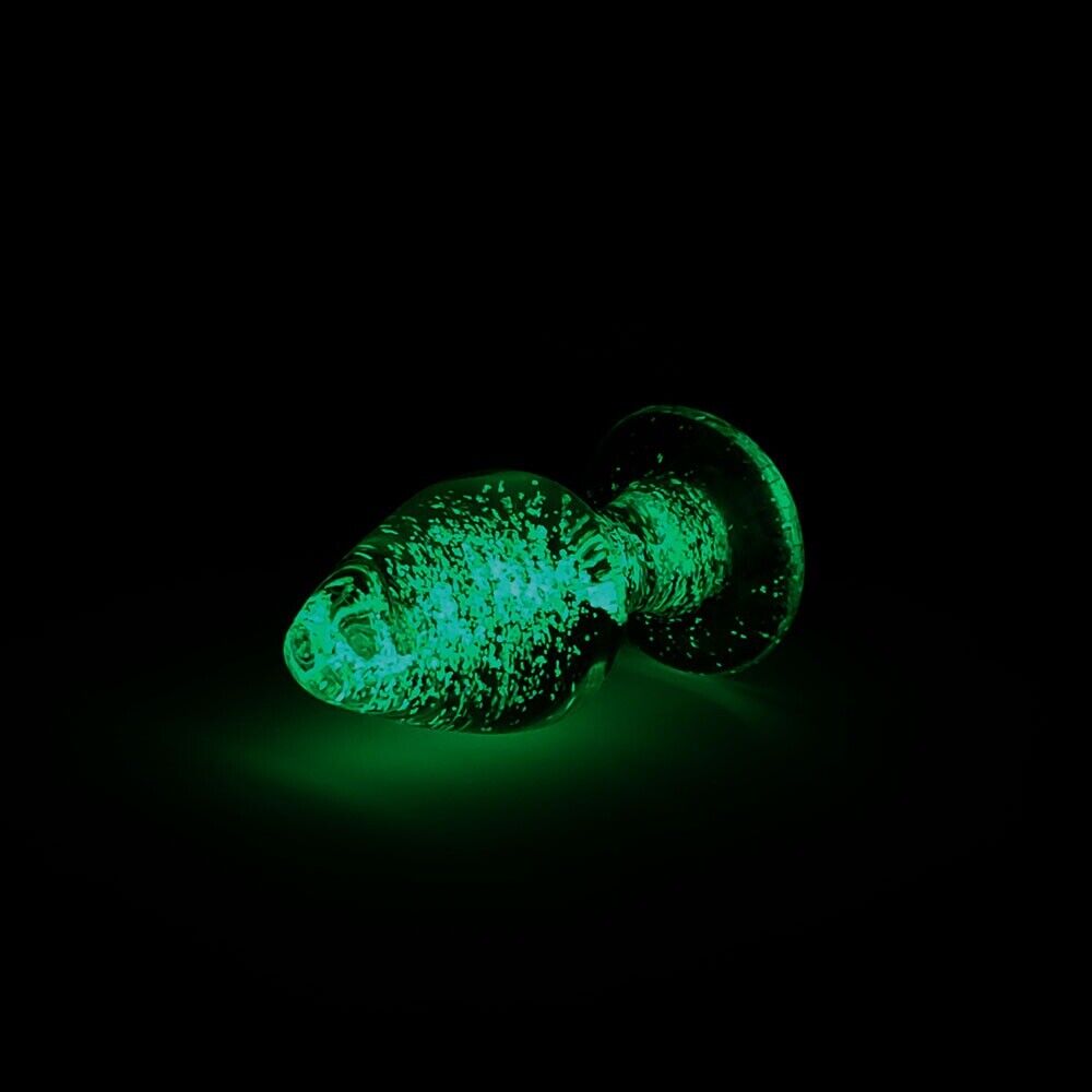 Glow-In-The-Dark Glass Butt Plug Anal Play Sex Toys for Men Women Couples