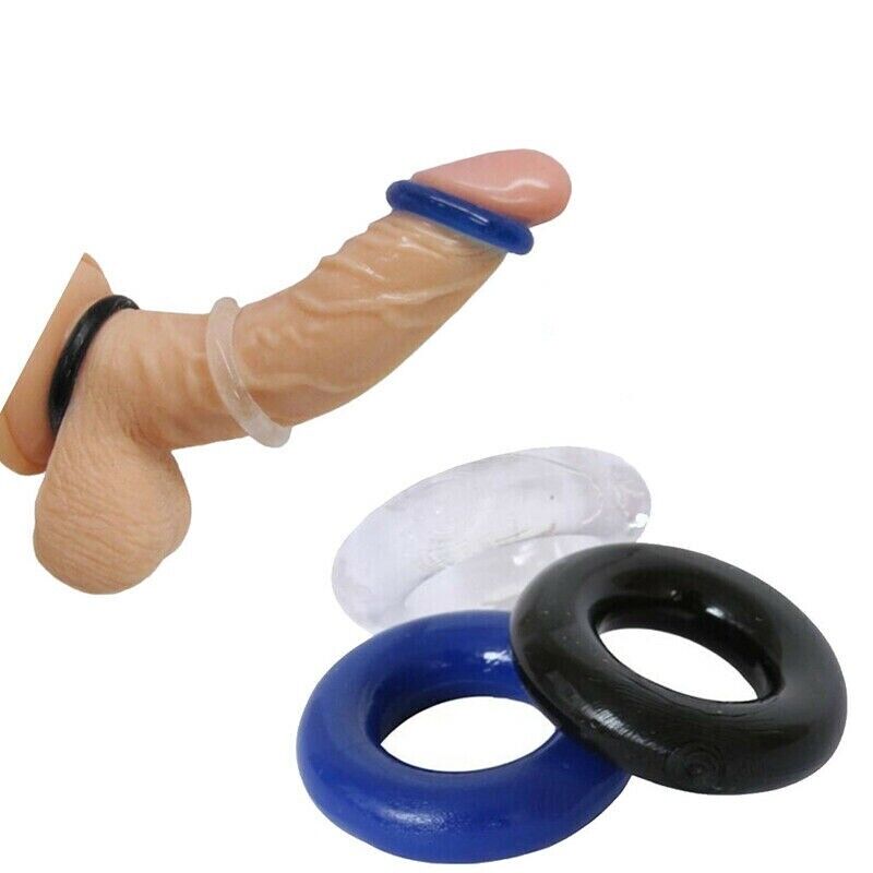 6 Soft Stretchy Thick Donut Penis Cock Ring Erection Keeper Enhancer Prolong Sex