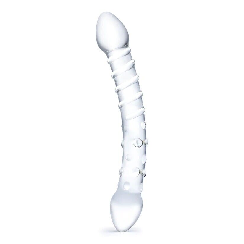 Double Trouble Glass Dildo Dong G-spot Massager Anal Butt Plug Probe