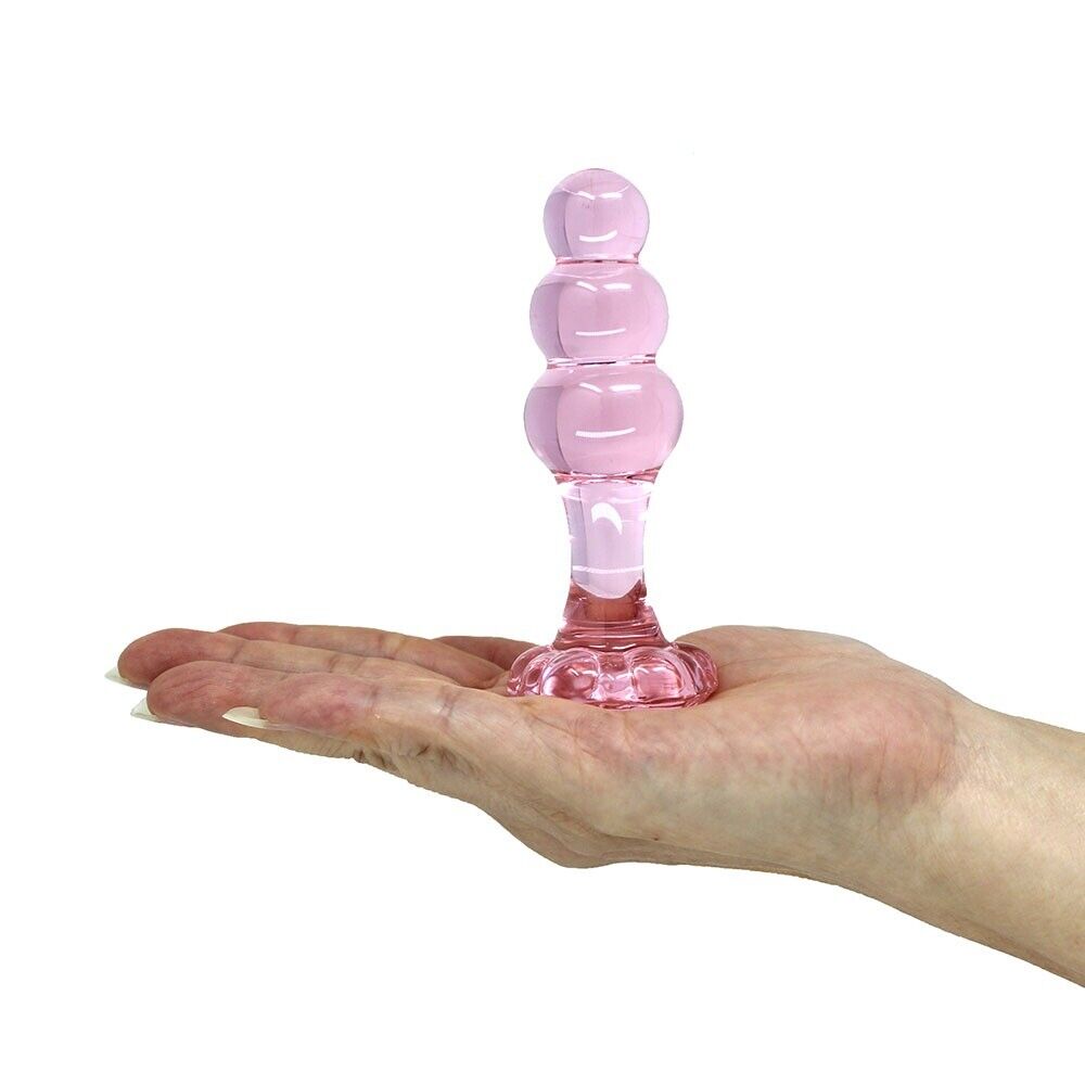 Beaded Pink Glass Anal Butt Plug Dildo Beads Anal Sex Toys for Men Women Couples