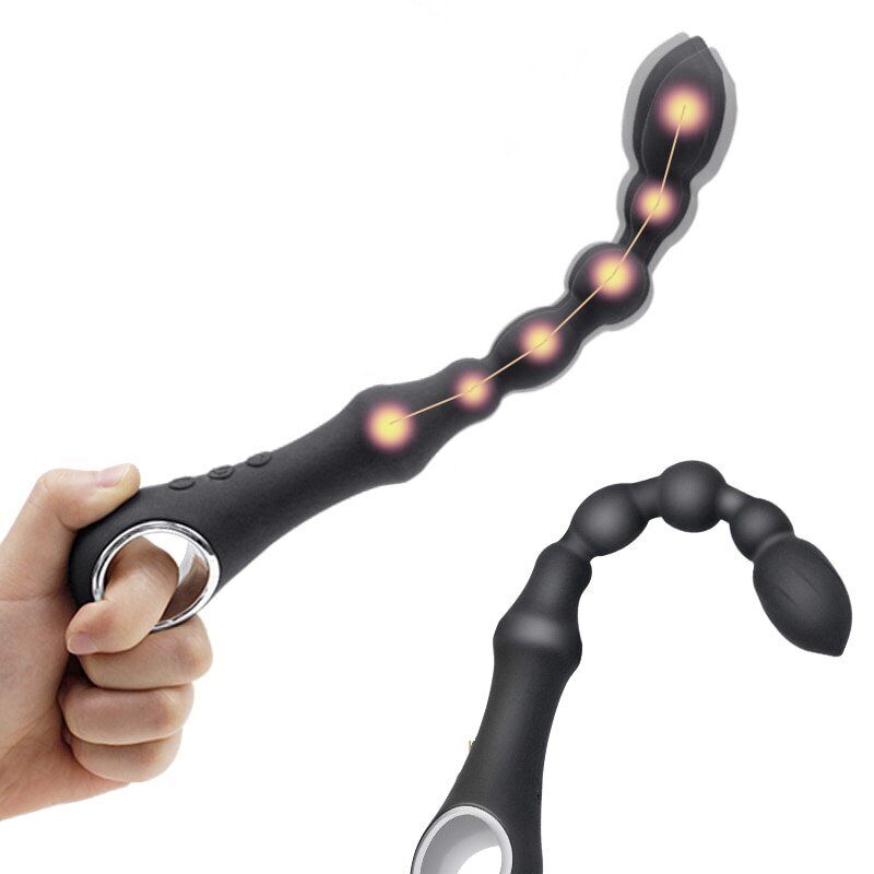 Posable Warming Vibrating Anal Beads Butt Plug Vibrator Prostate Massager