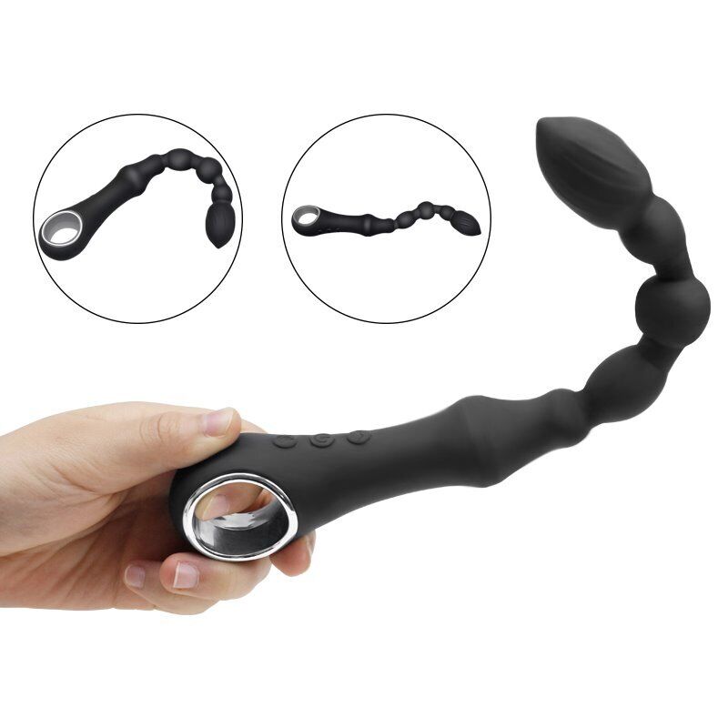 Posable Warming Vibrating Anal Beads Butt Plug Vibrator Prostate Massager