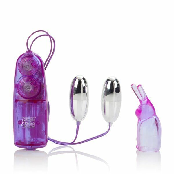 Vibrating Dual Bullet Vibe w/ Bunny Teaser Sleeve Clit Nipple Anal Vibrator Egg