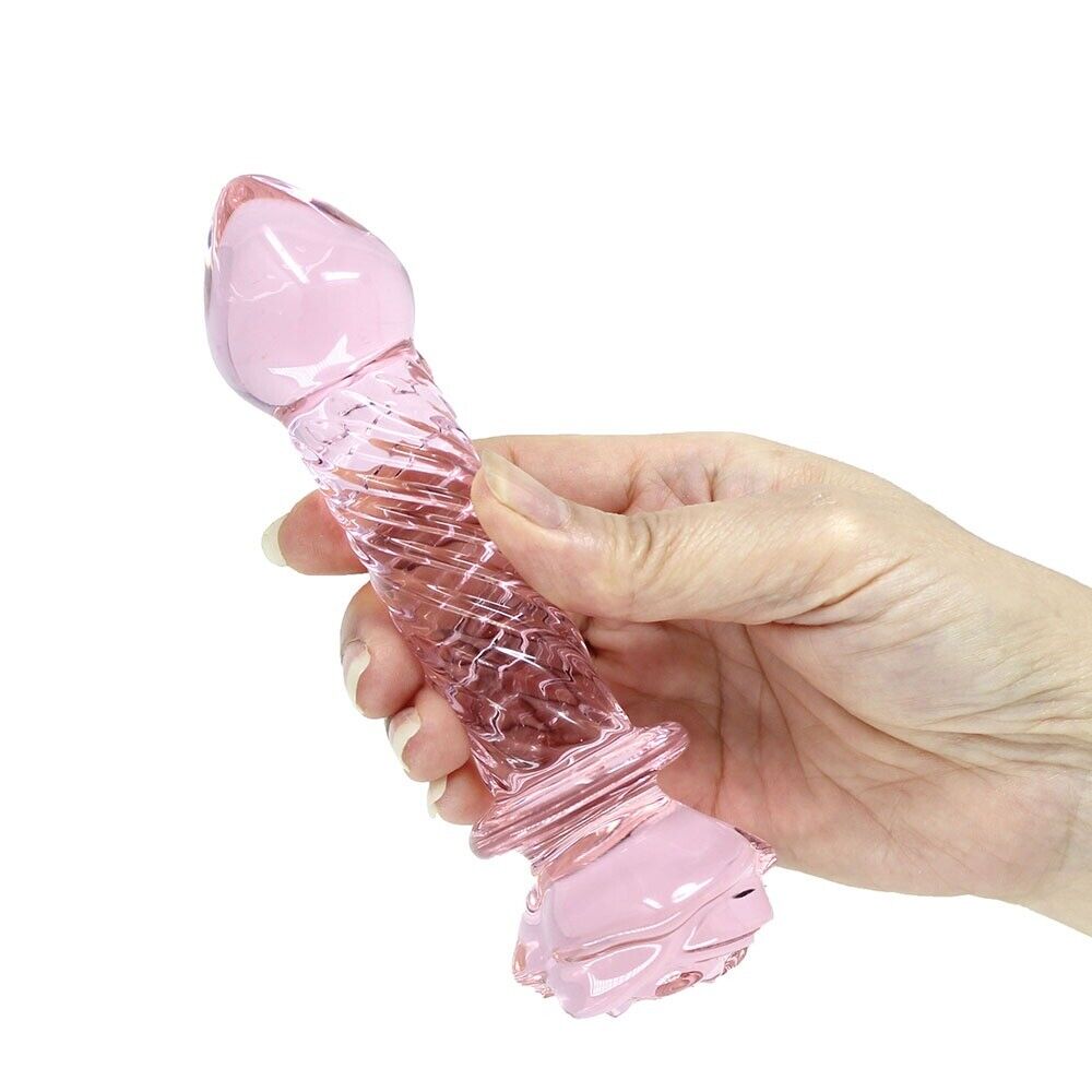 Pink Glass Anal Butt Plug Dildo Beads Anal Sex Toys for Men Women Couples