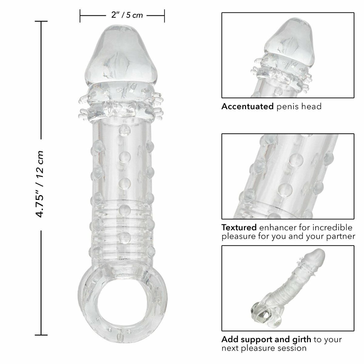 Add 2" Male Penis Cock Extension Sleeve Extender Length Girth Enhancer Enlarger