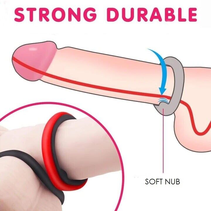 3in1 Silicone Stretchy Longer Harder Stronger Erection Enhancer Penis Cock Ring