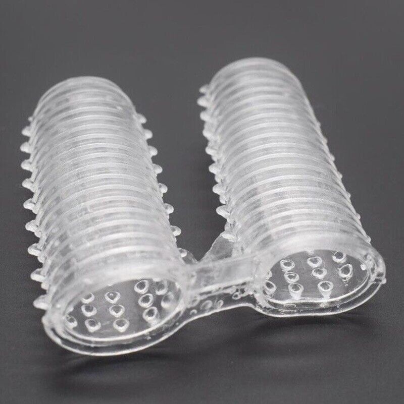 G-spot Clit Stimulation Double Finger Sleeve Fingering Sex Toys for Women Couple