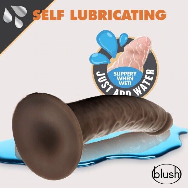 7.5" Bendable Self Lubricating Black Realistic G-spot Anal Cock Dildo Dong