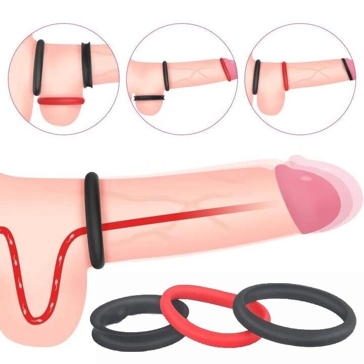 3in1 Silicone Stretchy Longer Harder Stronger Erection Enhancer Penis Cock Ring