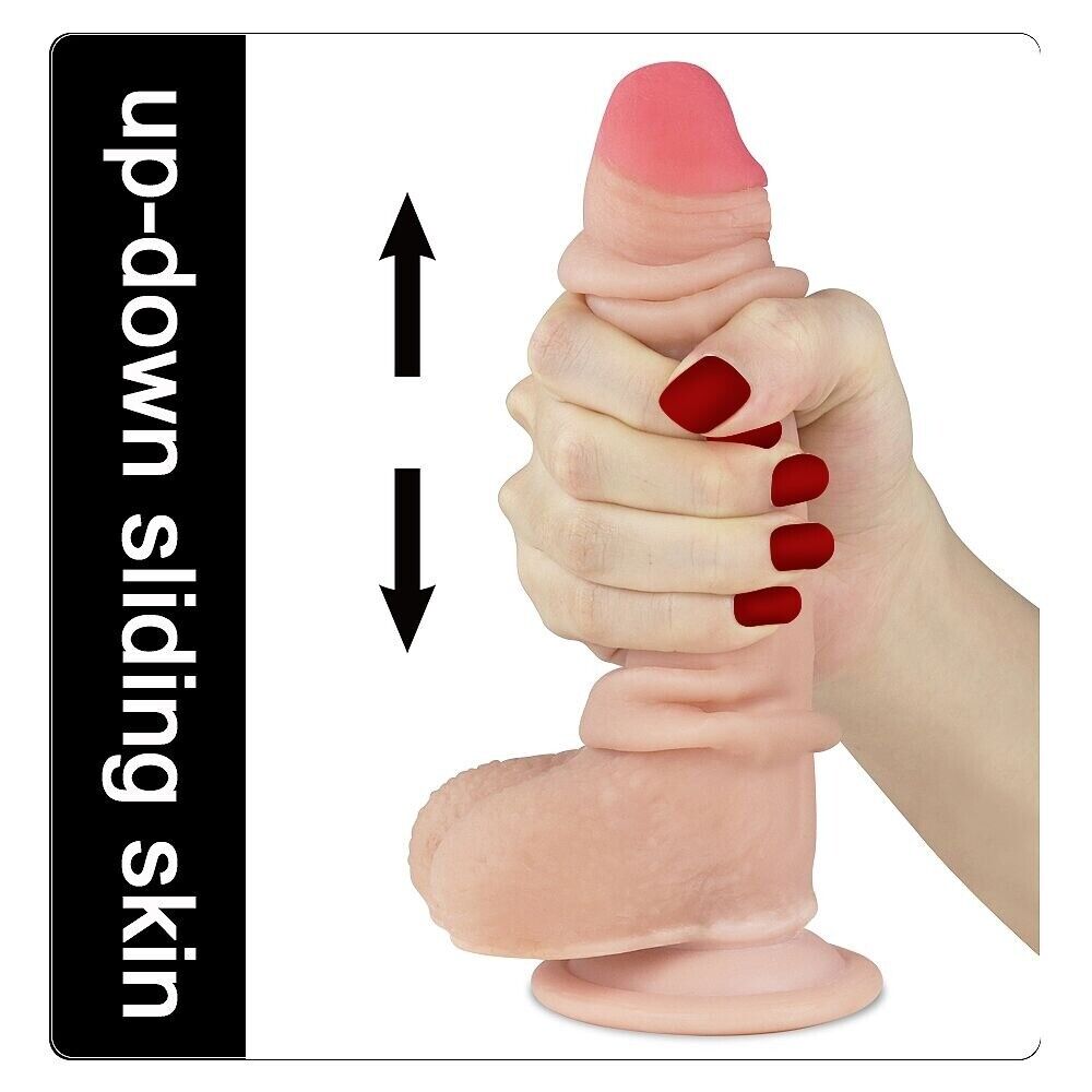 7" Bendable Realistic Soft Sliding Skin G-spot Anal Dildo Dong Suction Cup