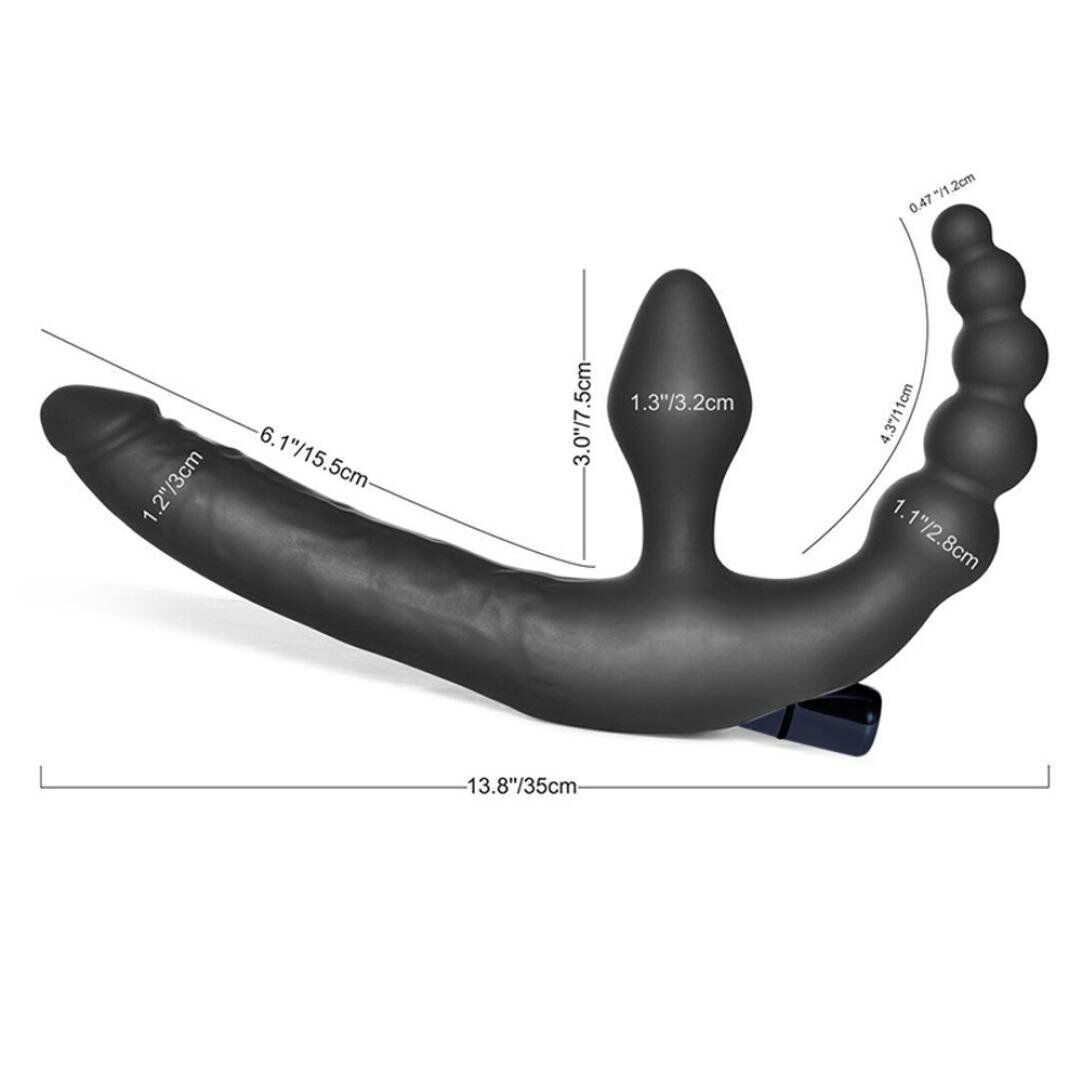 Vibrating Silicone Strapless Strap-On Anal G-spot Dildo Vibe Sex-toy for Lesbian