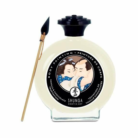 Shunga Edible Body Paint Painting with Brush Vanilla & Chocolate Flavored