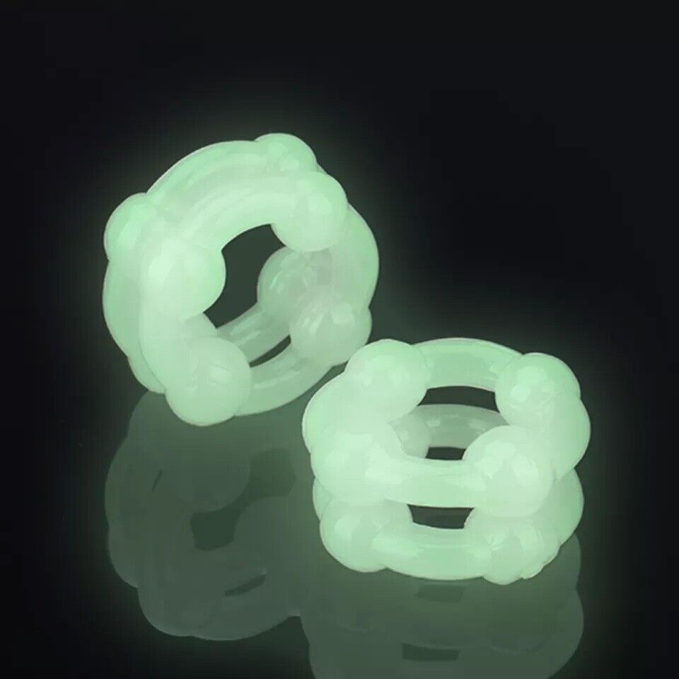 2 Glow in the Dark Penis Erection Enhancer Cock Ring Delay Premature Ejaculation