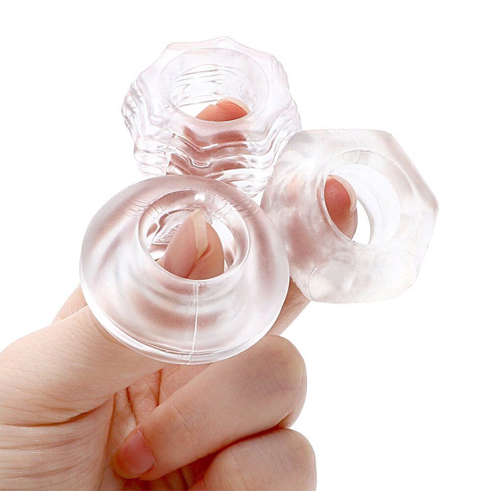 6 Soft Stretchy Thick Donut Penis Cock Ring Erection Keeper Enhancer Prolong Sex