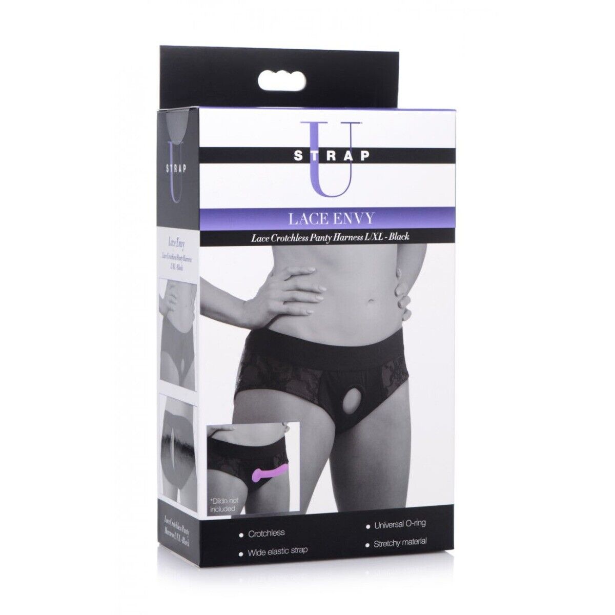 Lace Envy Black Crotchless Panty Strap On Harness S-M Sex-toys for Women Couple