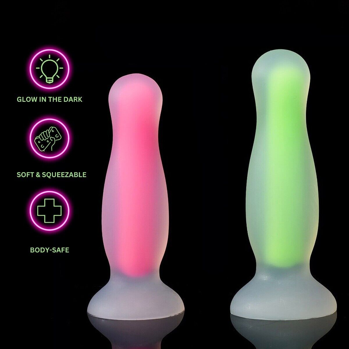 Glow-in-the-Dark Silicone Anal Trainer Butt Plug Dildo Combo Anal Sex Toys