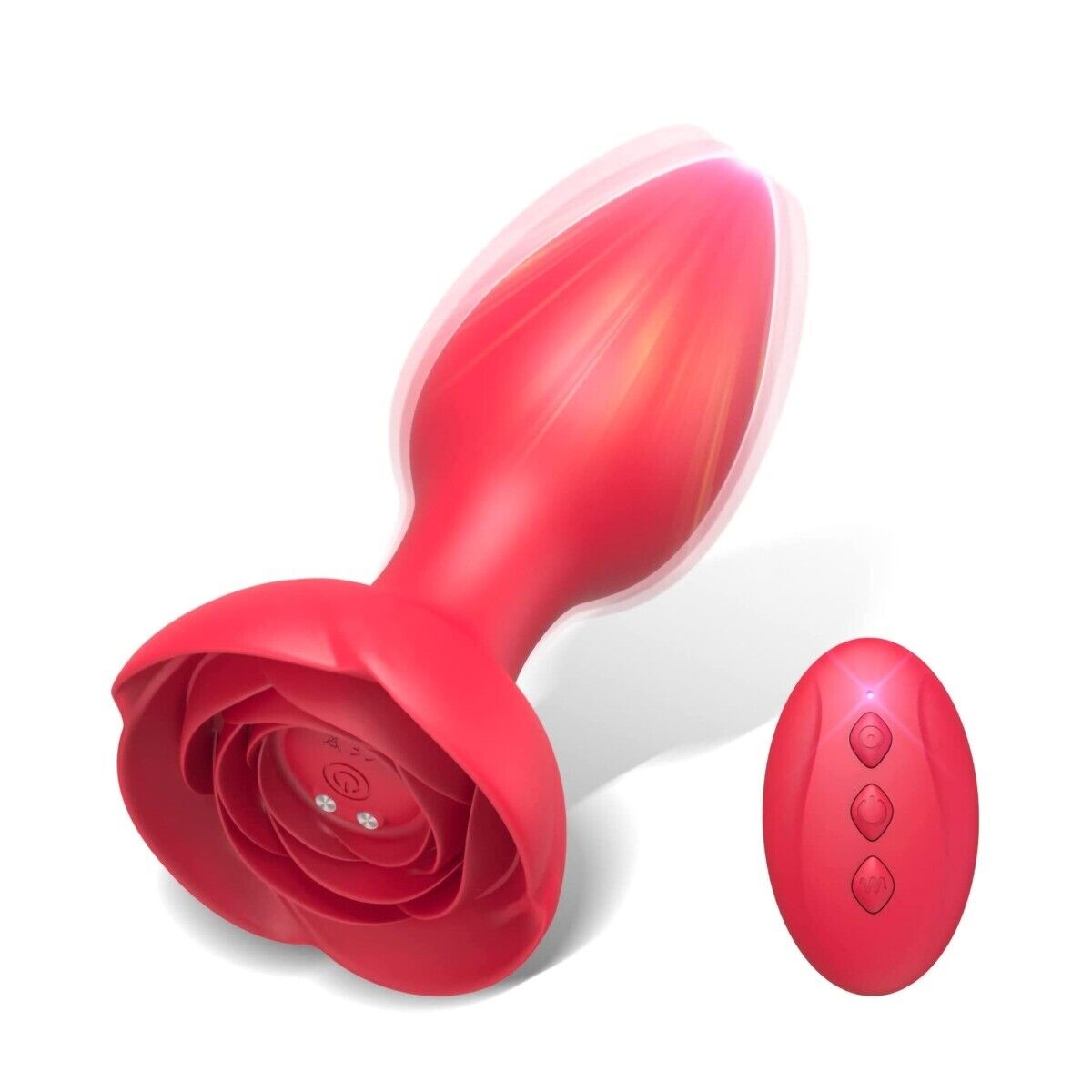 Red Rose Remote Control Vibrating Silicone Anal Butt Plug Vibrator Sex Toy