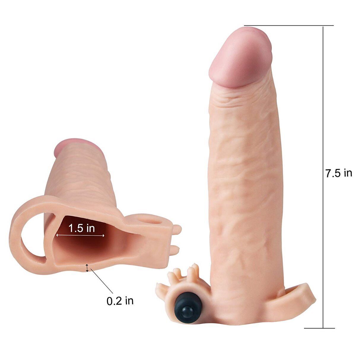 Add 2 Inches Cock Length Vibrating Penis Extender Extension Sleeve Sheath