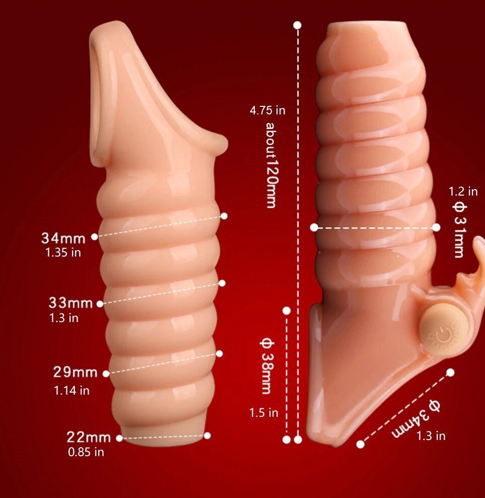 Vibrating Penis Enhancer Enlarger Sheath Extension Sleeve Sex-toy for Men Couple