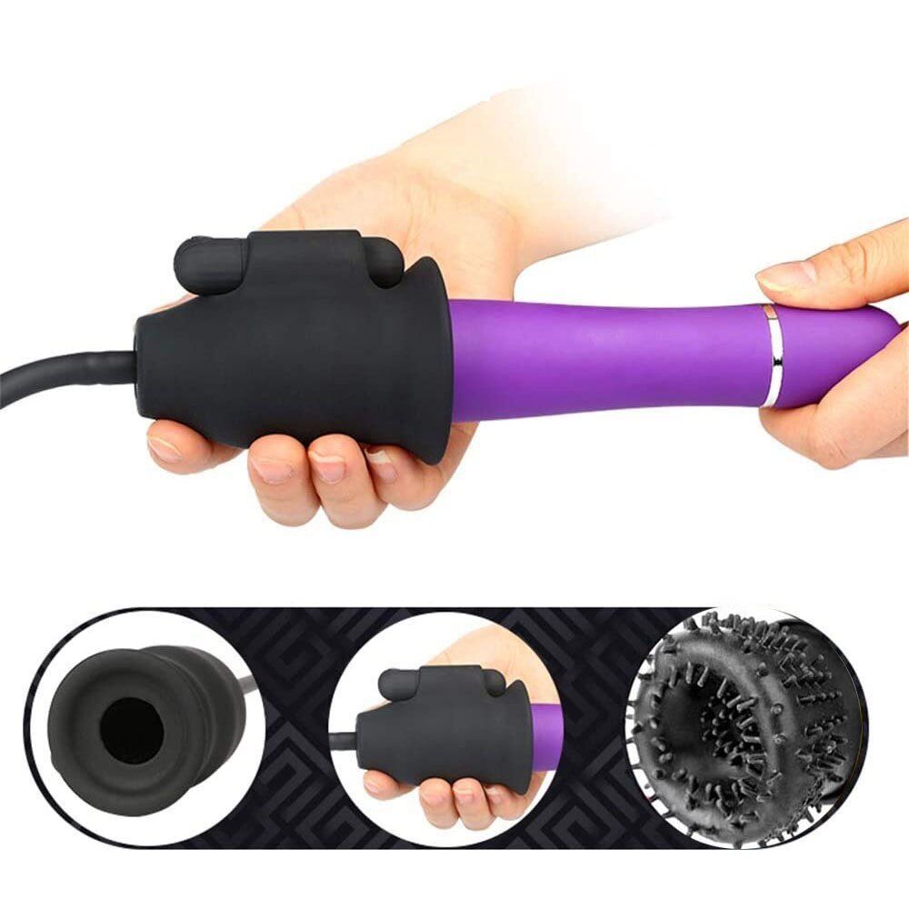 Vibrating Suck Stroke Penis Head Glan Pump Cock Enlarger Trainer Sex Toy for Men