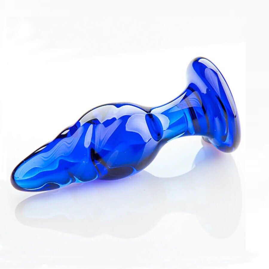 Blue Glass Spiral Anal Butt Plug Beginner Anal Sex Toys for Women Men Couples