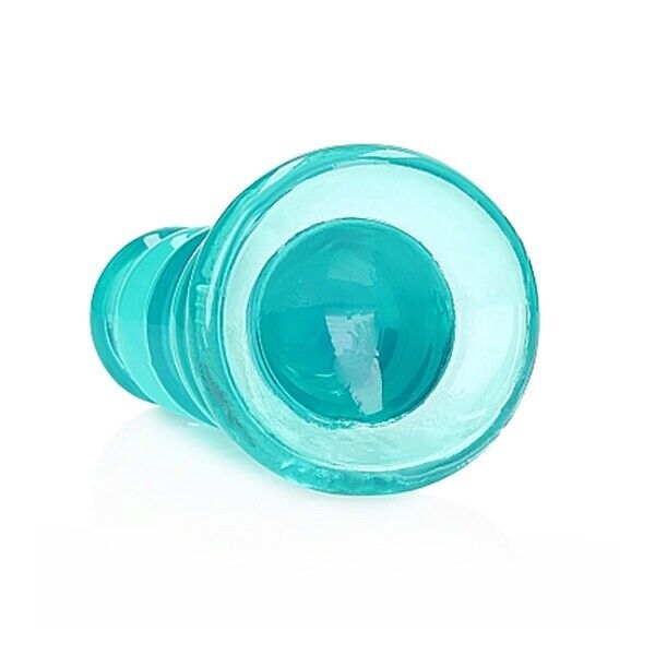 RealRock Crystal Clear Ribbed 5.5" Curvy Dildo Dong Anal Butt Plug Turquoise