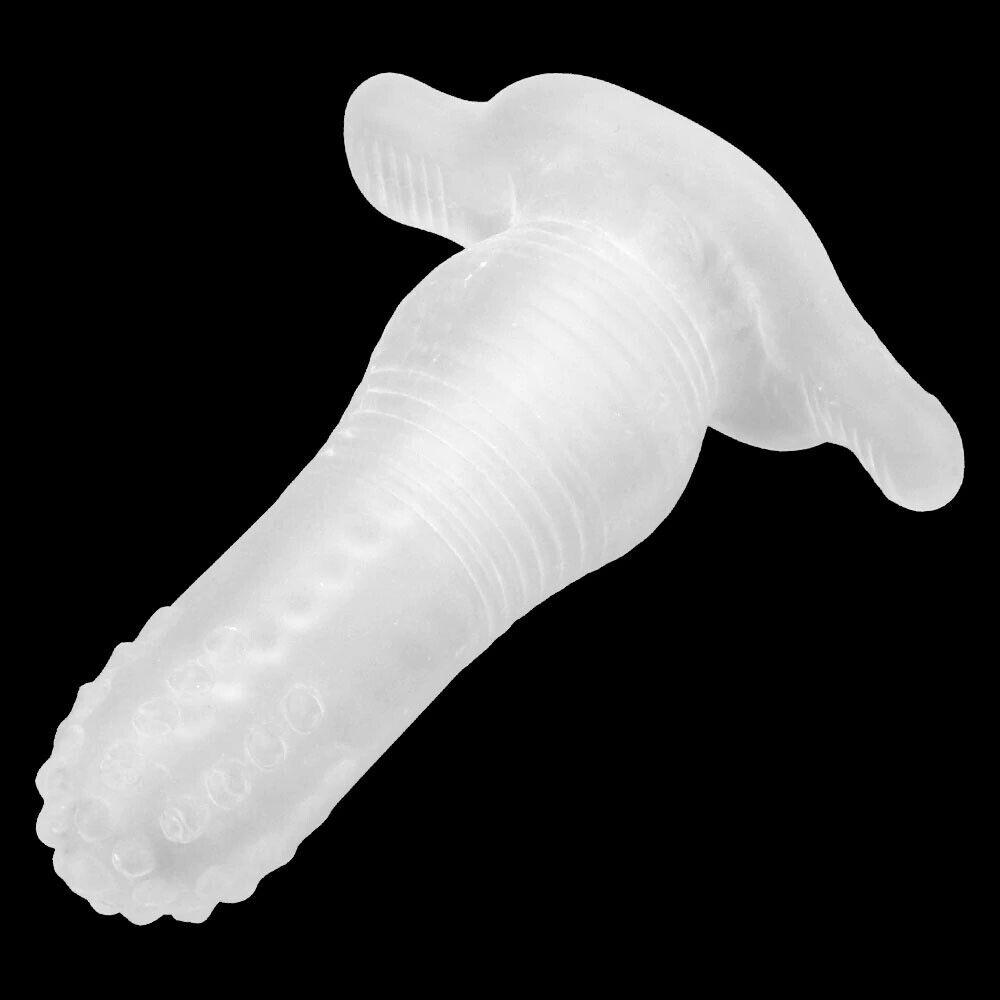 Stretchy Girth Enhancing Anal Penetration Penis Stroker Sleeve Hollow Butt Plug