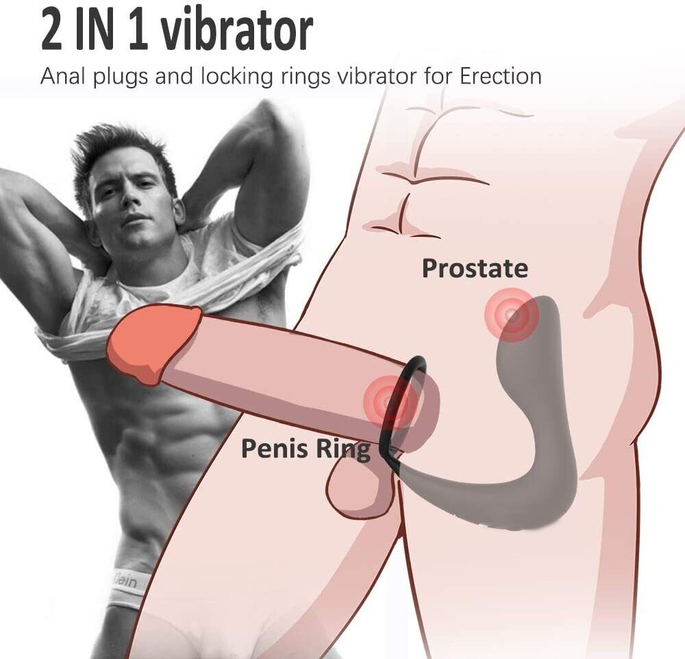 Wireless Vibrating Male Prostate Massager Pleaser Anal Butt Plug Penis Cock Ring