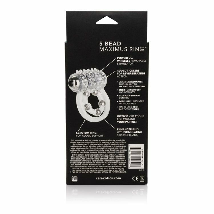 Maximus Vibrating Male Penis Erection Enhancement Cock Ring w/ 5 Stroker Beads