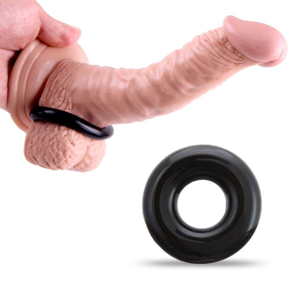 2 Stretchy Thick Donut Penis Cock Ring Male Erection Enhancer Delay Sex Toys