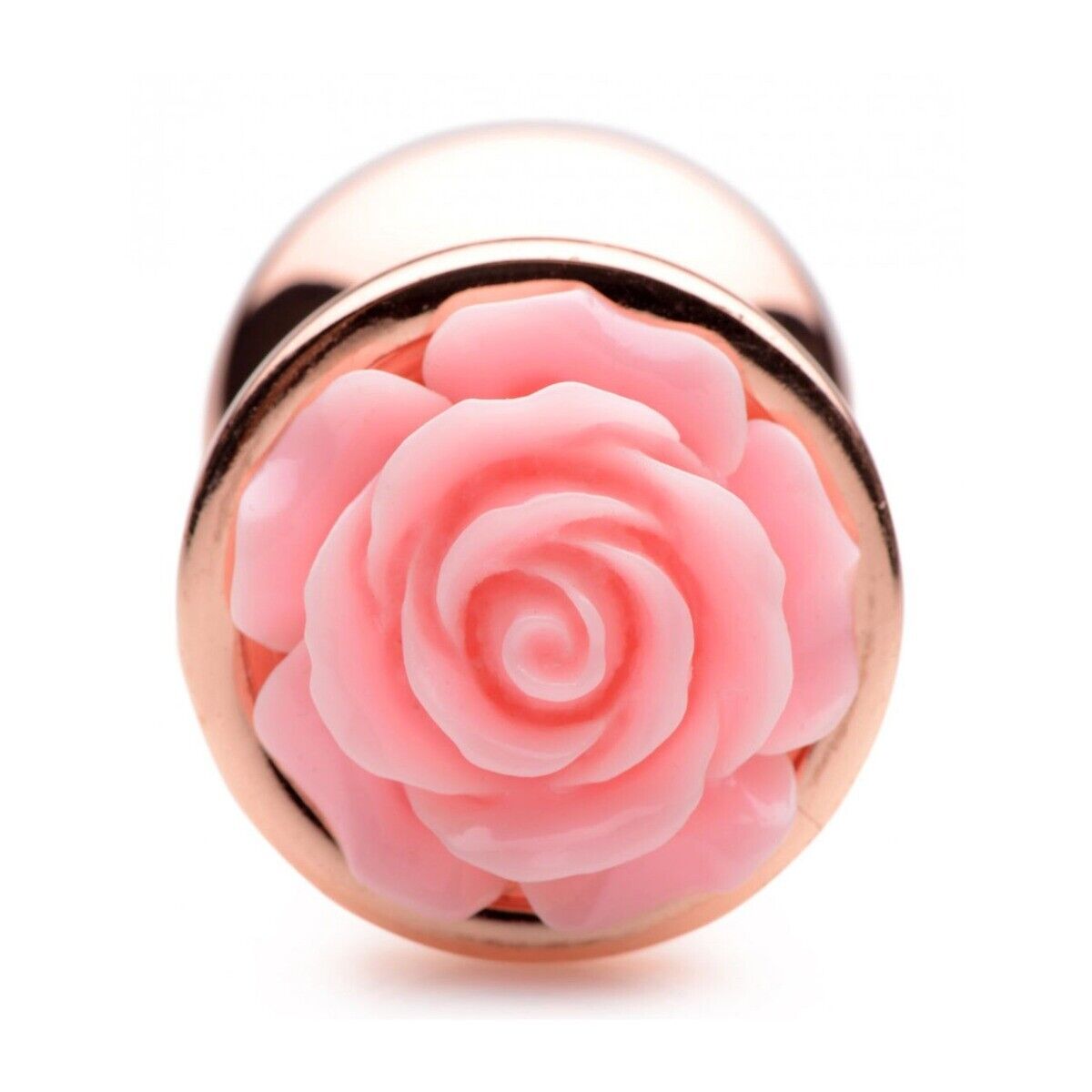 Rose Gold Metal Anal Butt Plug with Pink Flower Sex Toys for Women Men Couples