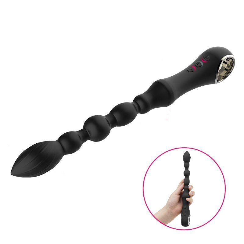 Posable Warming Vibrating Anal Beads Butt Plug Vibrator Prostate Massager