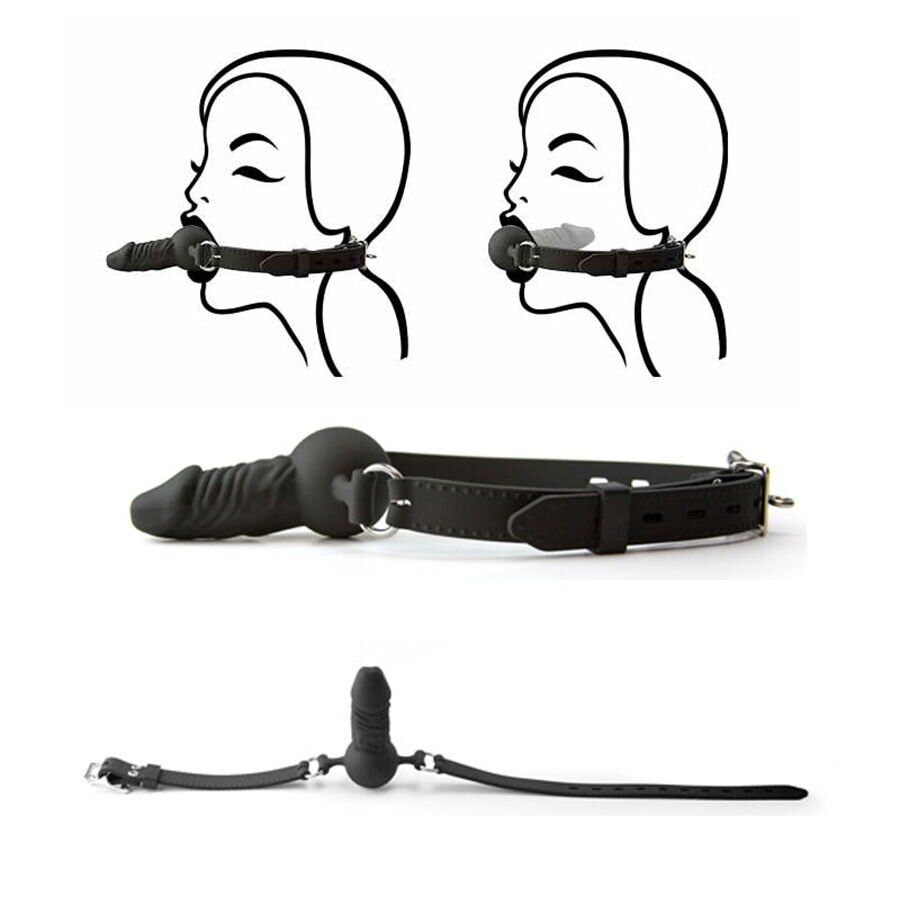 Silicone Realistic Dildo Gag Strap-On Mouth Gag BDSM Sex Toys