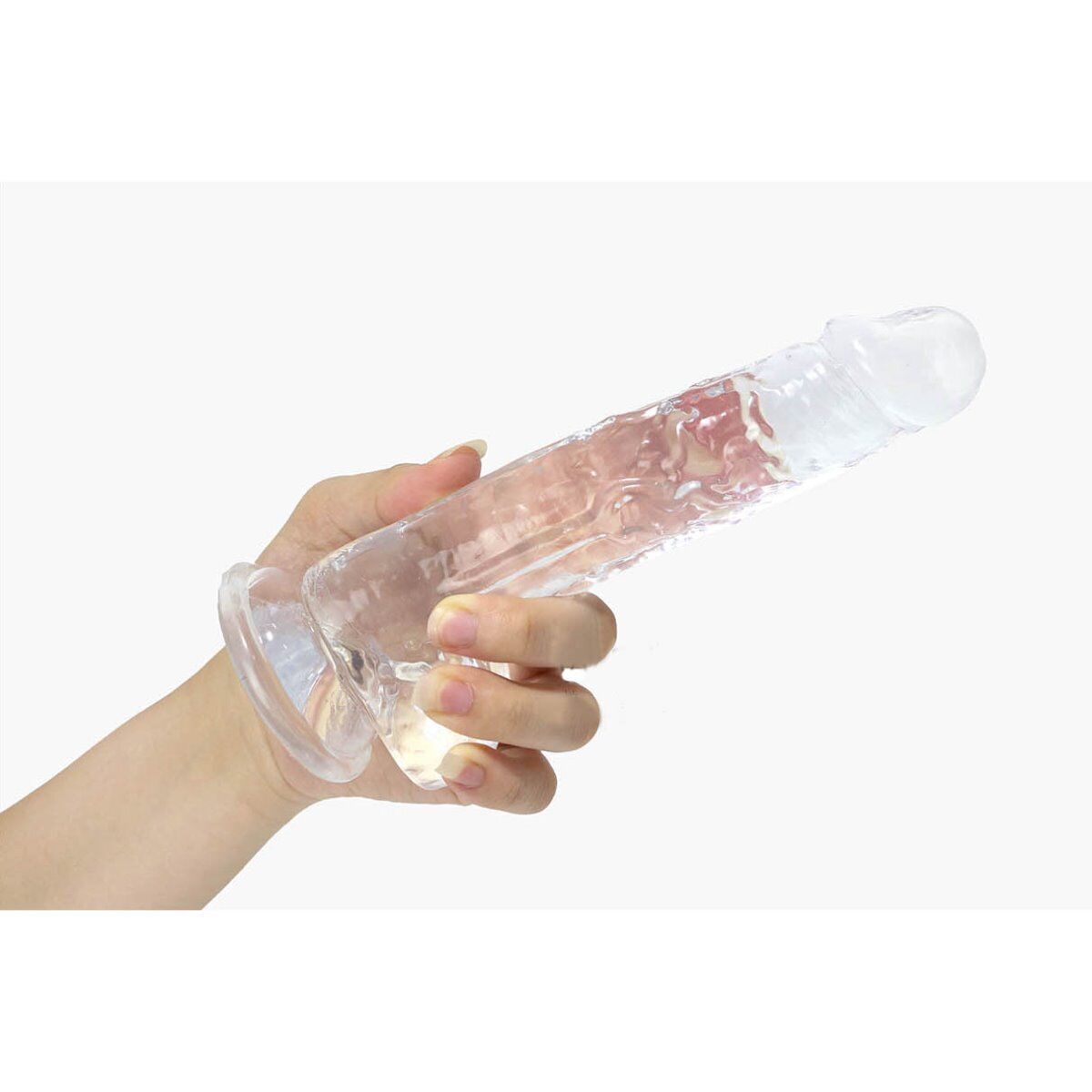 Clear Jelly Thick Cock with Balls G-spot Anal Dildo Hands Free Suction Cup