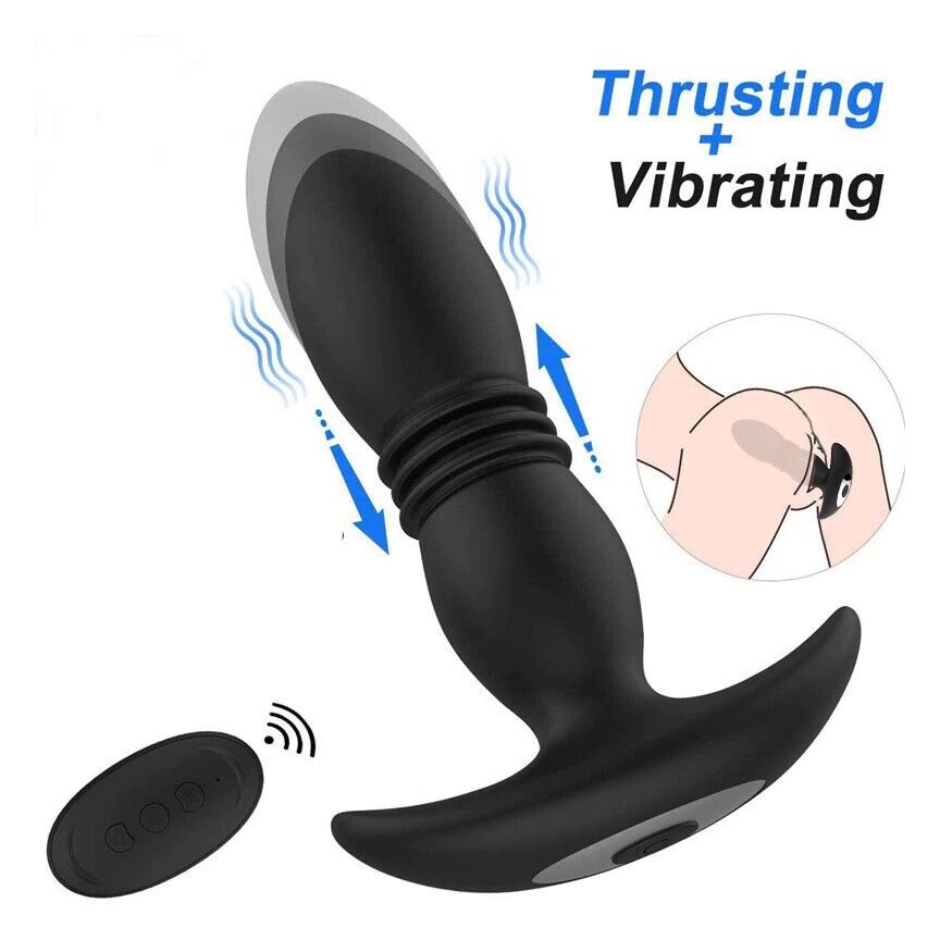 Rechargeable Wireless Remote Control Anal Vibe Butt Plug UP & DOWN Movement