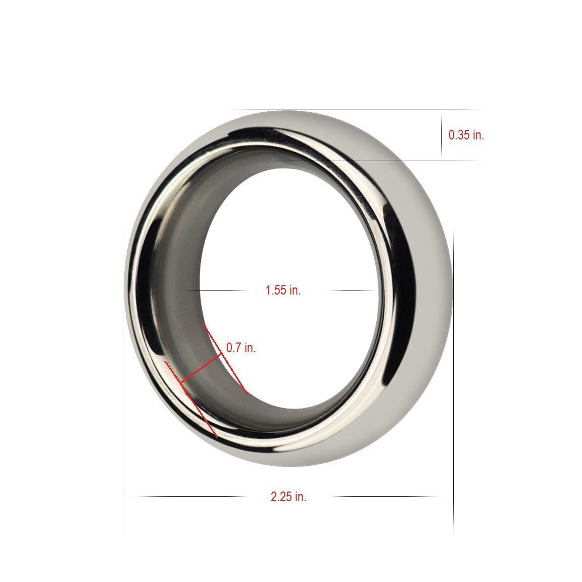 1.55" Heavy Duty Stainless Steel Metal Silver Cock Ring Penis Enhancer Band