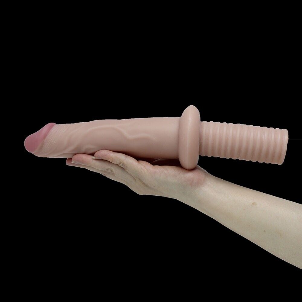 12" Extra Long Realistic G-spot Anal Thrusting Dildo Dong with Handle