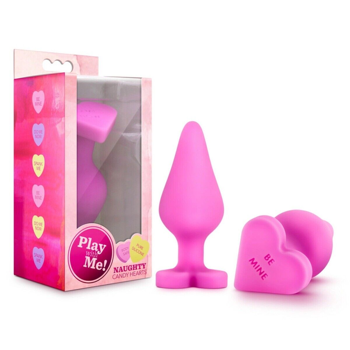 Naughty Candy Heart Be Mine Pink Silicone Anal Butt Plug Beginner Anal Sex Toy